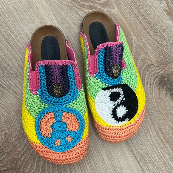 KURT GEIGER London Ozark Mistmatched Multi Pattern Crochet Mules - Picture 4 of 7